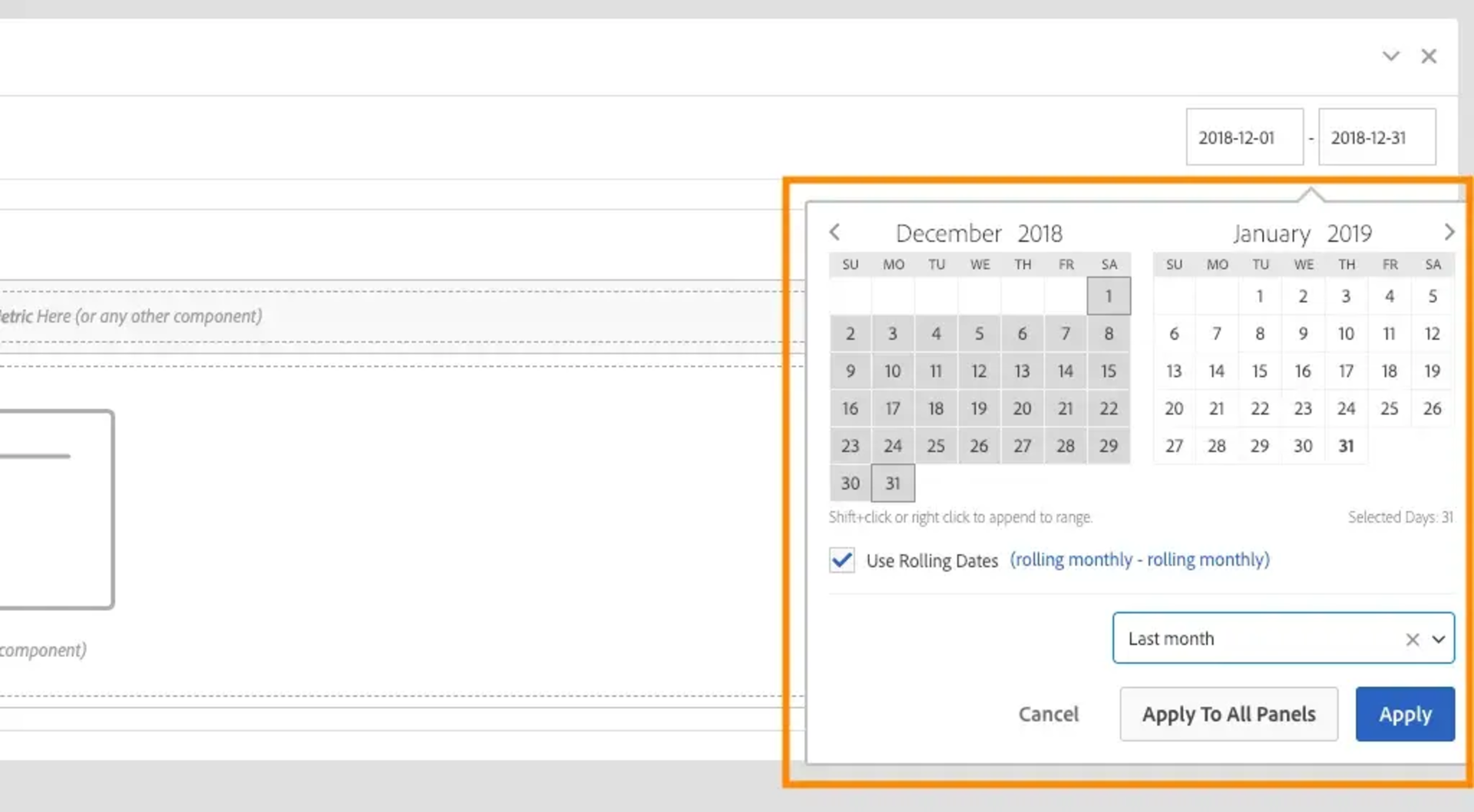 Predefined date workspace