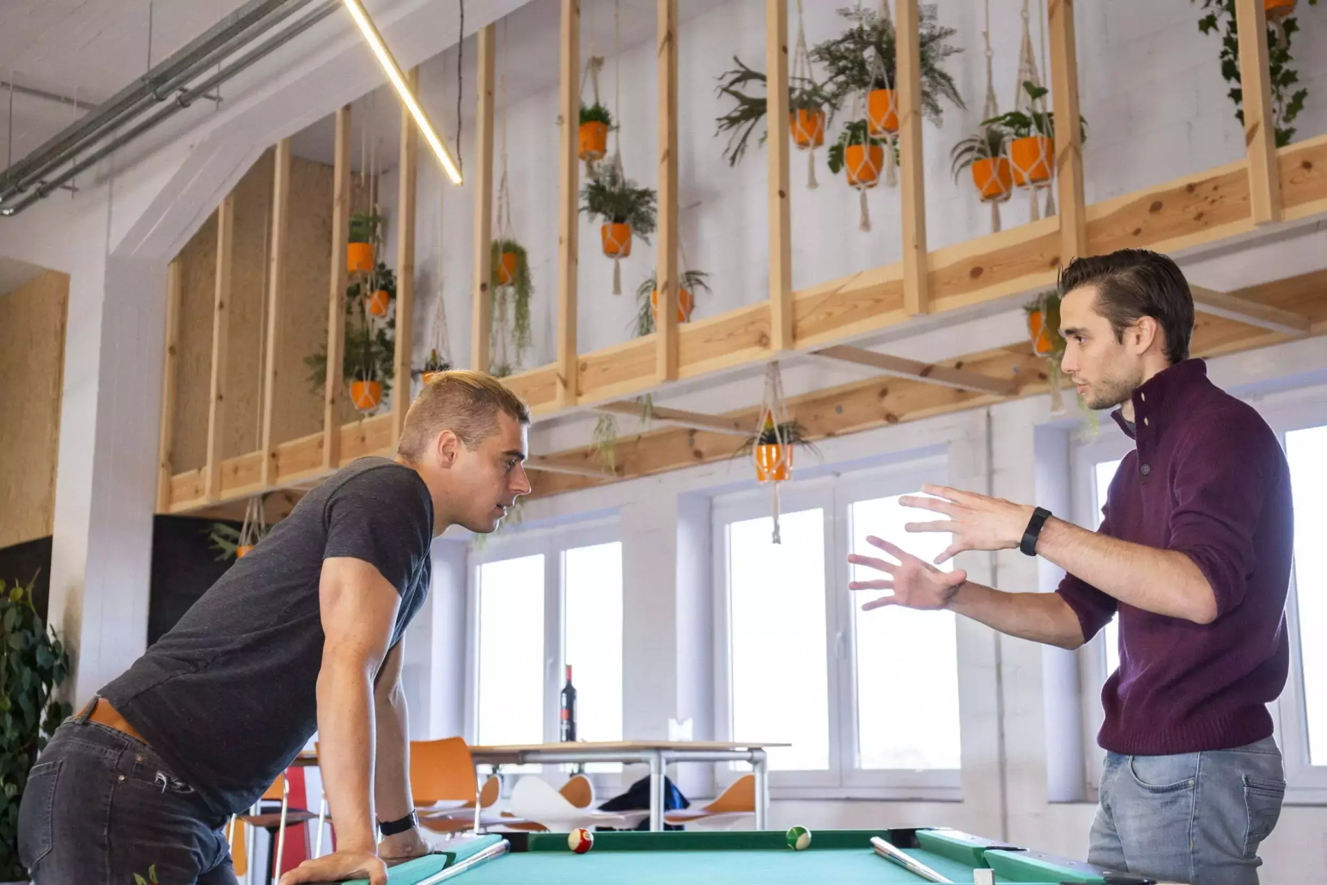 conversation at pool table